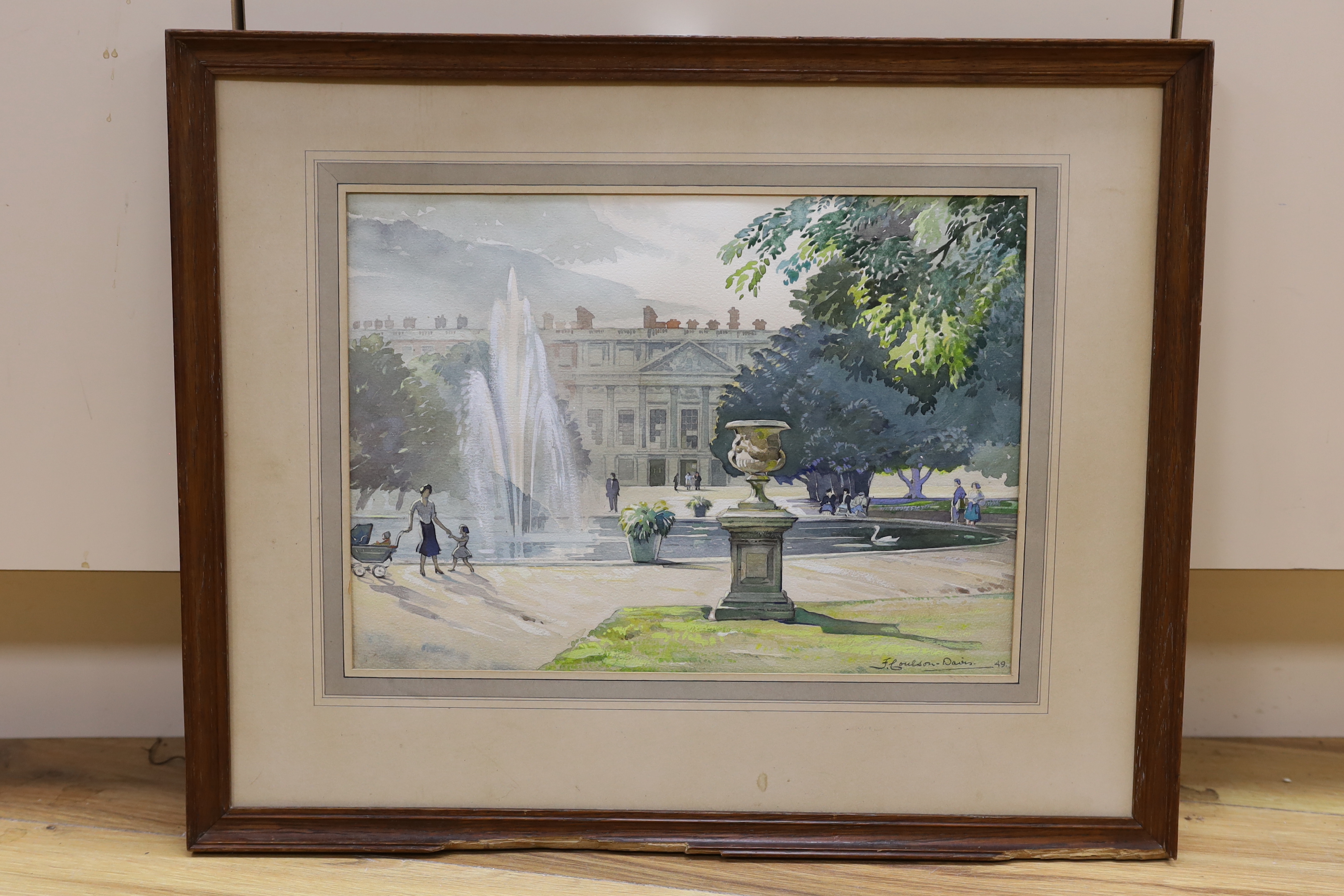 Frederick Victor Coulson (1891-1965), watercolour, 'The Fountain, Hampton Court', signed and dated 1949, 26 x 36cm